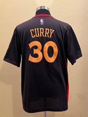 adidas Golden State Warriors Stephen Curry #30 NBA Jersey Men's L Black